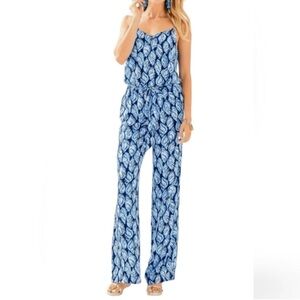 Lilly Pulitzer Blue Leaf Print Jumpsuit